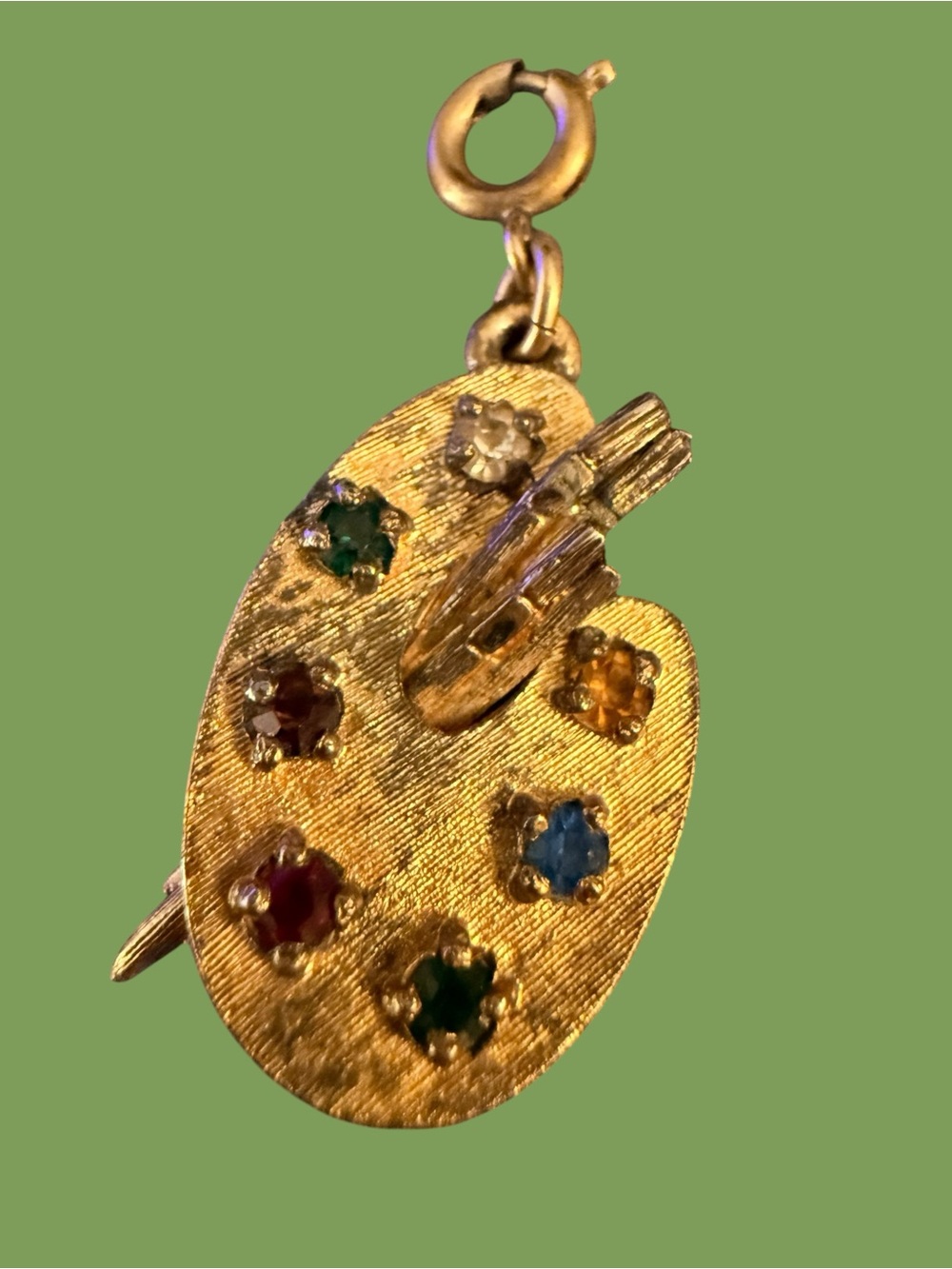 Vintage MONET Artist’s Palette Charm Gold Tone Multicolor Rhinestones 1” - Picture 13 of 15